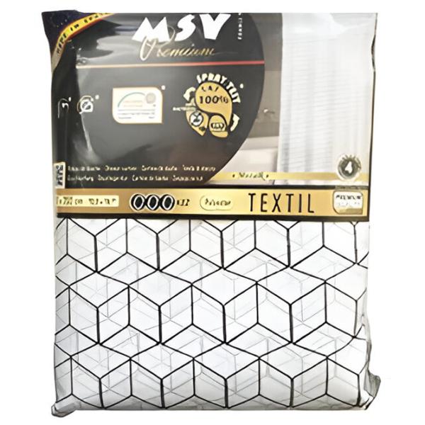 Шторка для ванной MSV Mozaika 200 x 180 см/ Полиэстер/ Белый photo 1