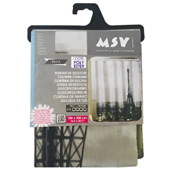 Perdea de duș MSV Eiffel 200 x 180 cm/ Poliester/ Multicolor photo 1