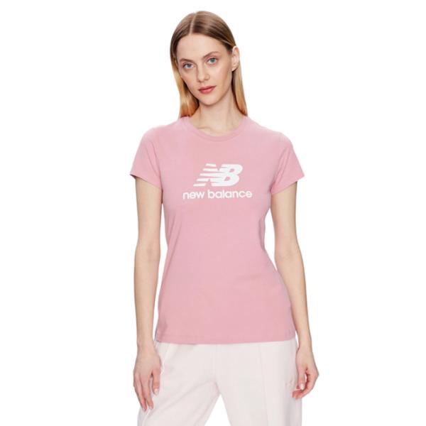 Футболка для женщин New Balance Shirt Essentials Stacked Logo 30% полиэстер/ Розовый photo 1