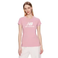 Tricou pentru femei New Balance Shirt Essentials Stacked Logo 30% poliester/ Pink