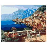 Картина по номерам BrushMe Поселок под Альпами 50 x 40 см/ Горизонтальная