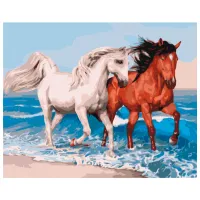 Картина по номерам BrushMe Лошади на побережье 50 x 40 см/ Горизонтальная