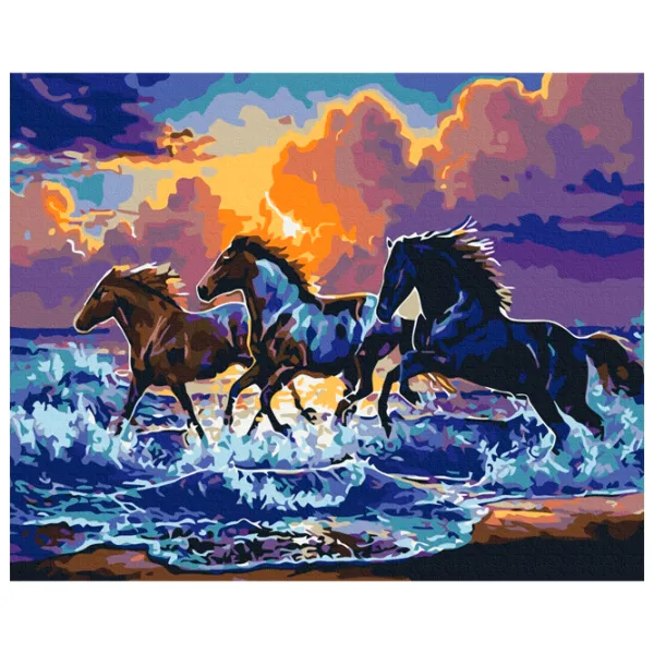Картина по номерам BrushMe Табун черных лошадей 50 x 40 см/ Горизонтальная photo 1 Картина по номерам BrushMe Табун черных лошадей 50 x 40 см/ Горизонтальная photo 1