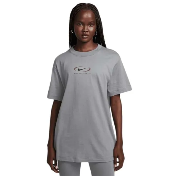 Tricou pentru femei Nike Nsw Tee Bf Prnt Swsh Bumbac/ Gray photo 1