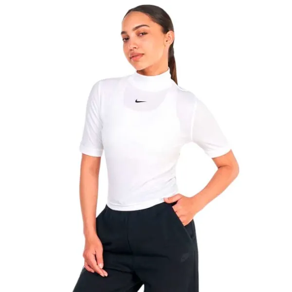 Футболка для женщин Nike W Nsw Essntl Rib Mock Ss Top 9% спандекс/ Белый photo 1
