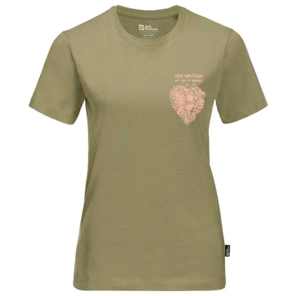 Tricou pentru femei Jack Wolfskin Discover Heart T W Bumbac/ Khaki photo 1