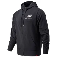 Hanorac pentru bărbați New Balance Essentials Stacked Full Zip Hoodie Drept/ Black