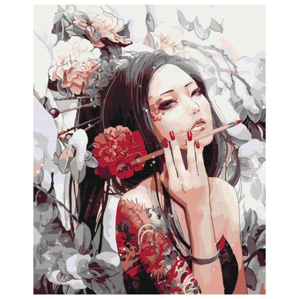 Картина по номерам BrushMe Девушка с татуировкой дракона 50 x 40 см/ Вертикальная photo 1