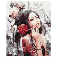 Картина по номерам BrushMe Девушка с татуировкой дракона 50 x 40 см/ Вертикальная