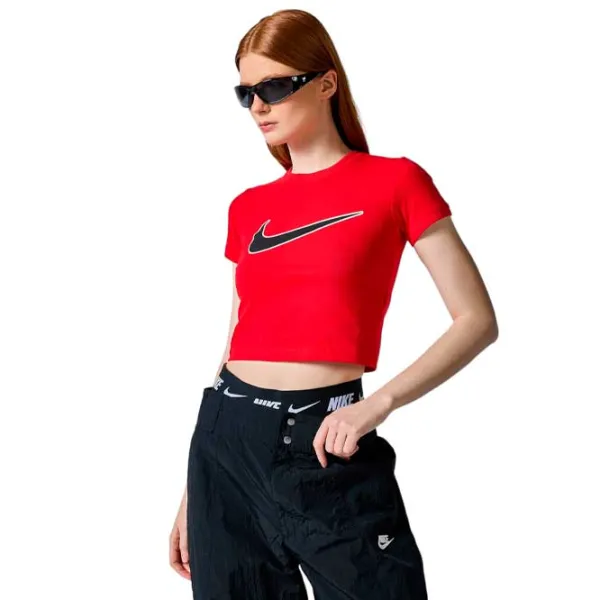 Tricou pentru femei Nike W Nsw Tee Bby Sw 6% spandex/ Red photo 1 Tricou pentru femei Nike W Nsw Tee Bby Sw 6% spandex/ Red photo 1