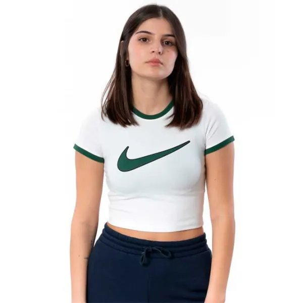 Tricou pentru femei Nike W Nsw Tee Bby Sw 6% spandex/ White photo 1 Tricou pentru femei Nike W Nsw Tee Bby Sw 6% spandex/ White photo 1