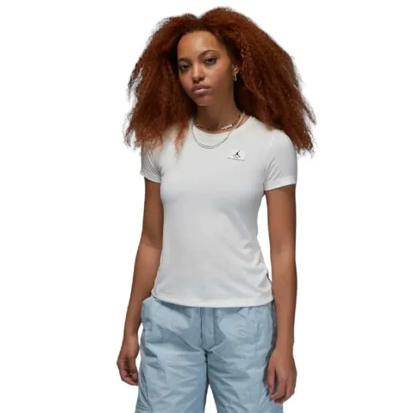 Tricou pentru femei Nike Jordan Slim Ss Tee 49% modal/ White photo 1 Tricou pentru femei Nike Jordan Slim Ss Tee 49% modal/ White photo 1