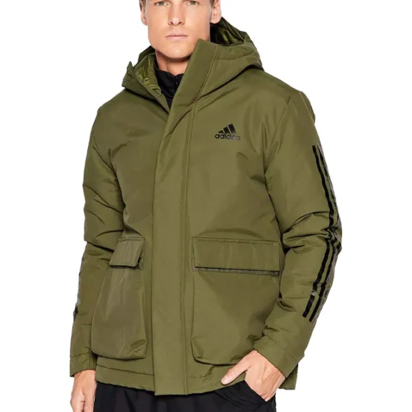 Scurtă pentru bărbați Adidas Hooded Jacket Demisezon/ Olive Green photo 1 Scurtă pentru bărbați Adidas Hooded Jacket Demisezon/ Olive Green photo 1