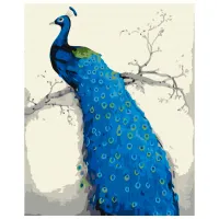 Картина по номерам BrushMe Синий павлин 50 x 40 см/ Вертикальная