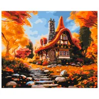Pictură pe numere BrushMe Casa toamnei 50 x 40 cm/ Orizontală