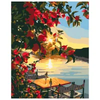Картина по номерам BrushMe Закат солнца на причале 50 x 40 см/ Вертикальная