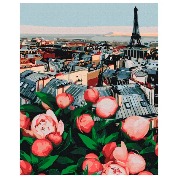 Картина по номерам BrushMe Пионы с видом на Париж 50 x 40 см/ Вертикальная photo 1 Картина по номерам BrushMe Пионы с видом на Париж 50 x 40 см/ Вертикальная photo 1