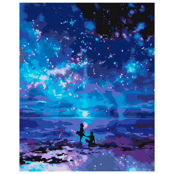 Pictură pe numere BrushMe Malul mării în culorile nopții 50 x 40 cm/ Verticală photo 1