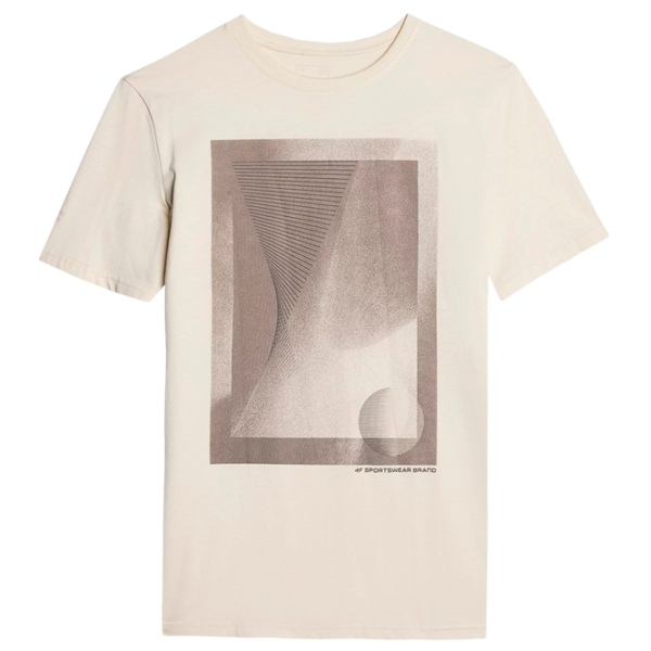 Tricou pentru bărbați 4F 4FRAW23TTSHM1521-83S 100% bumbac/ Beige photo 1