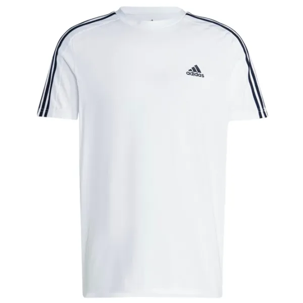 Tricou pentru bărbați Adidas Essential 3 Stripes 70% bumbac, 30% bumbac reciclat/ White-Black photo 1