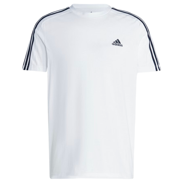 Tricou pentru bărbați Adidas Essential 3 Stripes 70% bumbac, 30% bumbac reciclat/ White-Black photo 1
