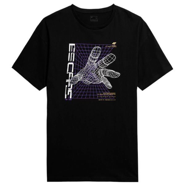 Tricou pentru bărbați 4F 4FAW23TTSHM0888-20S 100% bumbac/ Black photo 1