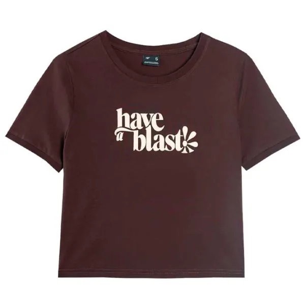 Tricou pentru femei 4F 4FAW23TTSHF0879 100% bumbac/ Brown photo 1