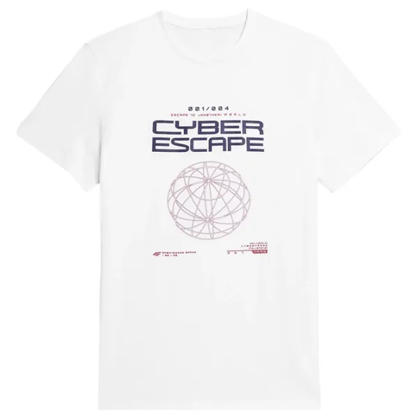 Tricou pentru bărbați 4F 4FAW23TTSHM0887-10S 100% bumbac/ White photo 1