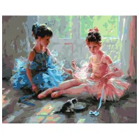 Картина по номерам BrushMe Балерины с котенком 50 x 40 см/ Горизонтальная