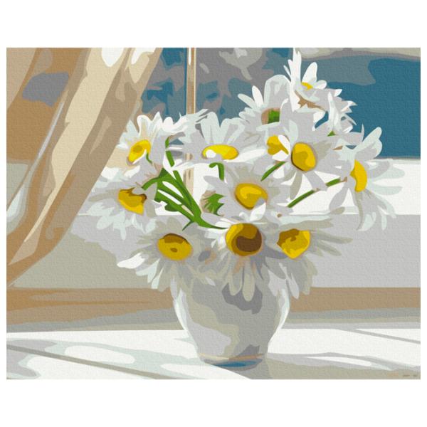 Pictură pe numere BrushMe Margarete într-o vază albă, pe fereastră 50 x 40 cm/ Orizontală photo 1