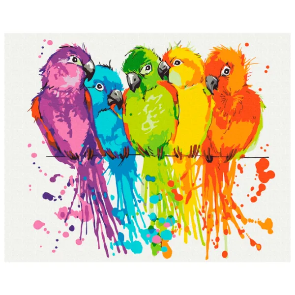 Картина по номерам BrushMe Разноцветные попугаи 50 x 40 см/ Горизонтальная photo 1