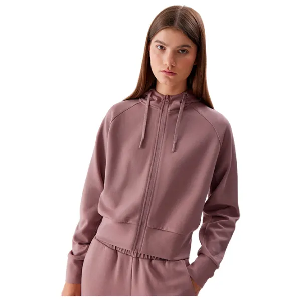 Hanorac pentru femei 4F CROP-TOP HOODIE Toamnă - iarnă/ Beige photo 1