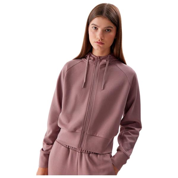 Hanorac pentru femei 4F CROP-TOP HOODIE Toamnă - iarnă/ Beige photo 1