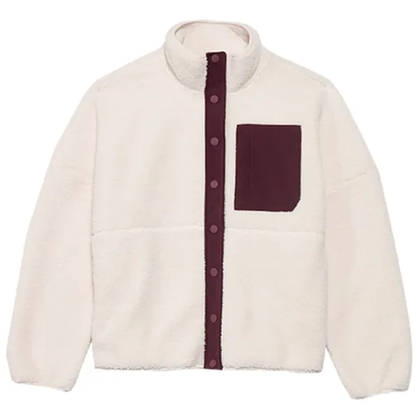 Hanorac pentru femei 4F SHERPA FLEECE WITH STAND-UP COLLAR Toamnă - iarnă/ Beige photo 1