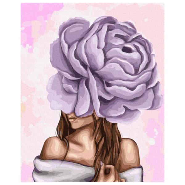 Pictură pe numere BrushMe Doamnă cu pion mov 50 x 40 cm/ Verticală photo 1