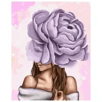 Pictură pe numere BrushMe Doamnă cu pion mov 50 x 40 cm/ Verticală