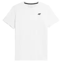 Tricou pentru bărbați 4F 4FAW23TFTSM448-10S 90% poliester, 10% elastan/ White