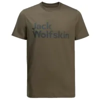 Tricou pentru bărbați Jack Wolfskin Essential Logo T M 100% bumbac/ Island moos