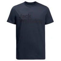 Tricou pentru bărbați Jack Wolfskin Essential Logo T M 100% bumbac/ Black