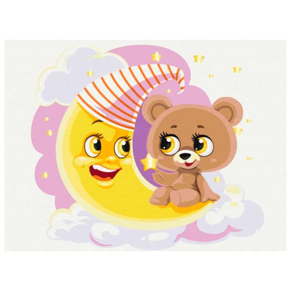 Pictură pe numere BrushMe Ursulețul Somnoros 40 x 30 cm/ Orizontală photo 1