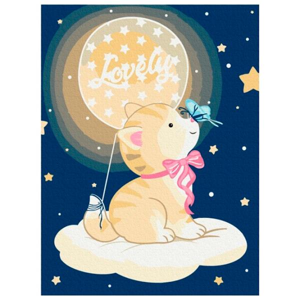 Pictură pe numere BrushMe Pisica pe nouraș 40 x 30 cm/ Verticală photo 1