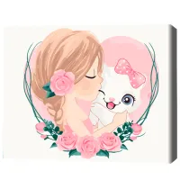 Pictură pe numere BrushMe Dragoste pentru pisici 40 x 30 cm/ Orizontală