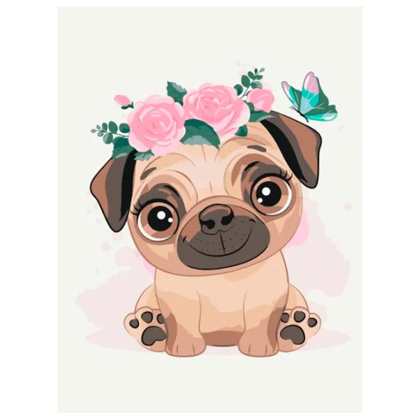 Картина по номерам BrushMe Милый мопс 40 x 30 cm/ Вертикальная photo 1