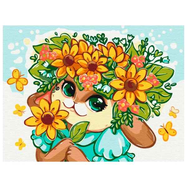 Картина по номерам BrushMe Цветочный зайчик 40 x 30 cm/ Горизонтальная photo 1