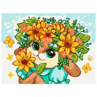 Картина по номерам BrushMe Цветочный зайчик 40 x 30 cm/ Горизонтальная