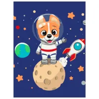 Pictură pe numere BrushMe Corgi în spațiu 40 x 30 cm/ Verticală