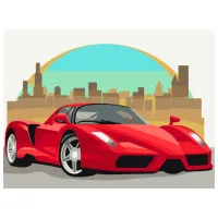 Картина по номерам BrushMe Красная машина 40 x 30 cm/ Горизонтальная