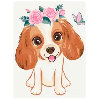 Картина по номерам BrushMe Собачка в веночке 40 x 30 cm/ Вертикальная