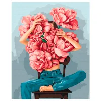 Картина по номерам BrushMe Пионы в объятиях 40 x 30 cm/ Вертикальная