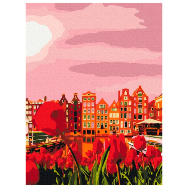 Pictură pe numere BrushMe Culorile cărămizii ale Amsterdamului 40 x 30 cm/ Verticală photo 1